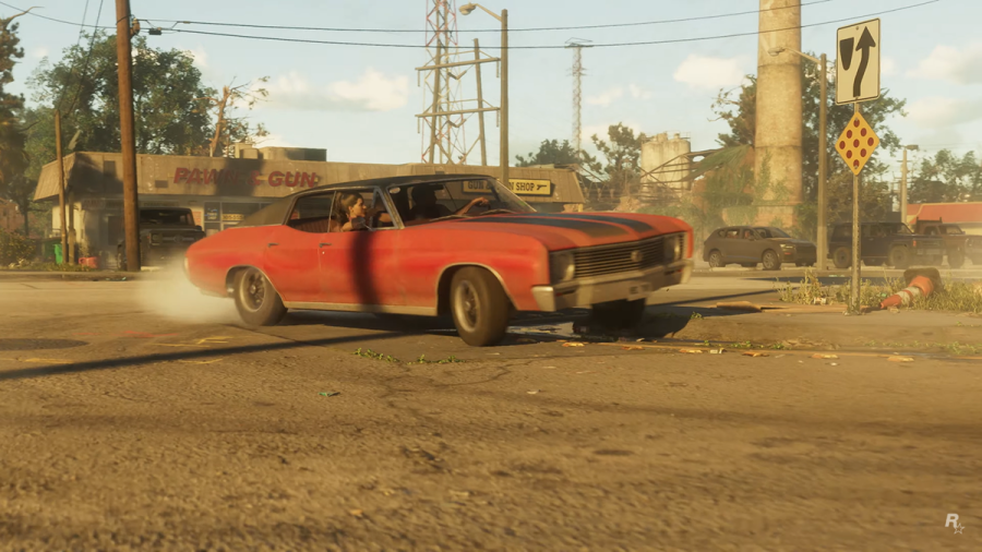 Muscle car under a streetlight